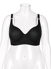 BLACK Soft Mesh High Apex Bra - Size 38 to 46 (D to G Cups)