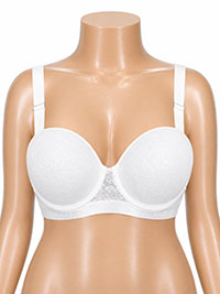 Plus Size White Floral Lace Strapless Multiway Bra - Size 36 to 46 (D to G Cups)