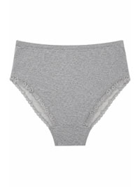 GREY MARL Pure Cotton High Waist Support Brief - Size 26/28