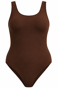 Chocolate Brown Tummy Control Hidden Wire Swimsuit - Bra Size 38 to 44 Body Size 16 to 22