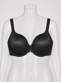 Plus Size Black Lurex Underwired Balconette Bikini Top - Size 38 to 44 (D to G Cups)
