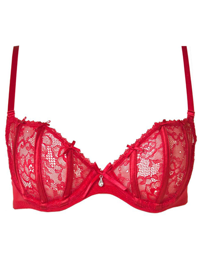 Ann Summers - - Ann Summ3rs RED Flirty Lace Underwired Bra - Size 32 to ...