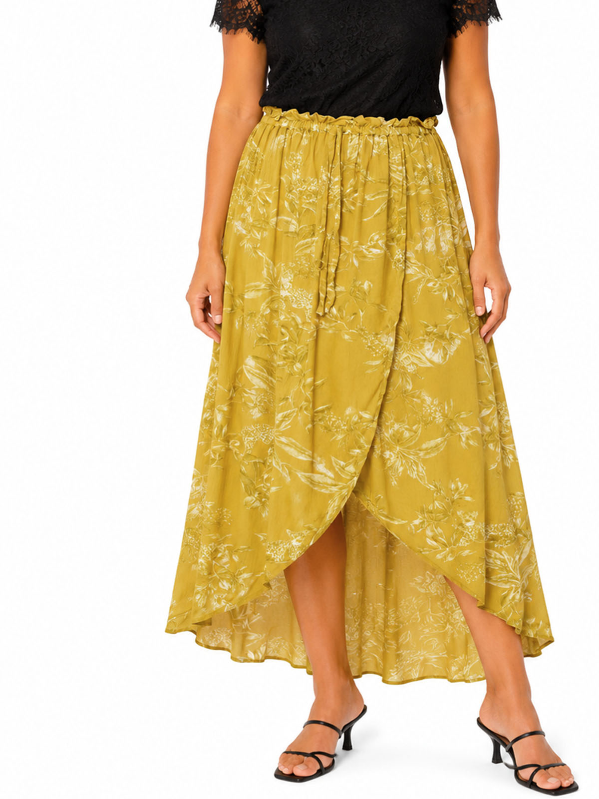 YELLOW Jungle Leopard Print Midi Skirt - Size 8 to 30