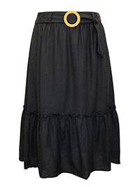 BLACK Buckle Tiered Midi Skirt - Plus Size 16 to 20