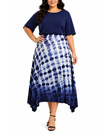 NAVY Tie Dye Hanky Hem Skirt - Plus Size 12 to 22/24