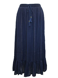 NAVY Metallic Thread Tiered Skirt with Tassel Ties - Size 8 to 18