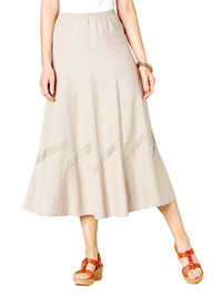 Anthology STONE A-Line Linen Blend Pintuck Trim Panel Skirt - Plus Size 12 to 32