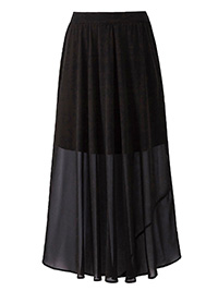 BLACK Double Split Sheer Hem Maxi Skirt - Plus Size 14 to 32