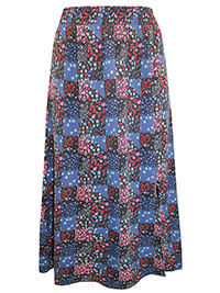 BLACK Printed Side Split Midi Skirt - Plus Size 16 to 28