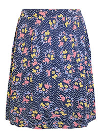 FF NAVY Floral & Spot Print Jersey Skirt - Size 8 to 14