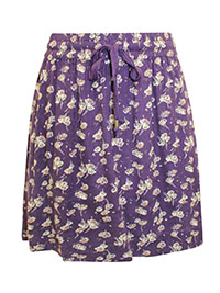 FF AUBERGINE Pure Cotton Floral Print Tie Waist Skirt - Size 6 to 12