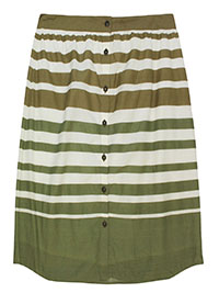 FF KHAKI Tori Button Through Striped Skirt - Size 12 to 14