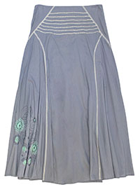 FF GREY-SHIMMER Pure Cotton Embroidered A-Line Skirt - Size 8 to 16