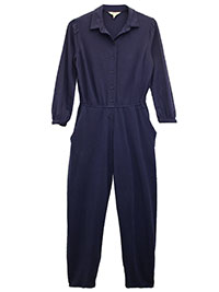 SS NAVY Cotton Rich Button Front Jumpsuit No Belt - Size 8 to 12