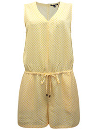 Banana Republic YELLOW Geometric Print Beaded Tie Playsuit - Size 4/6 to 20 (XS to XL)
