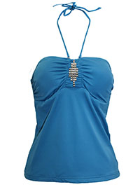 BLUE Bandeau Hardware Detail Tankini Top - Size 8 to 14