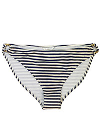 BLUE Striped O-Ring Bikini Bottoms - Plus Size 16 to 18