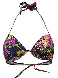 NAVY Floral Print Halter Neck Bikini Top - Size 6 to 12