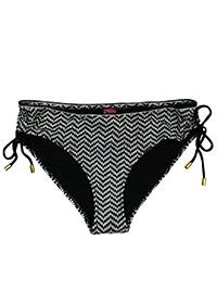 BLACK Herringbone Tie Side Bikini Bottoms - Size 14 to 18