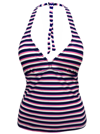 MSN NAVY Nadine Striped Halterneck Tankini Top - Size 8 to 16