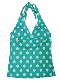 TURQUOISE Spotted Halterneck Tankini Top - Size 8 to 18