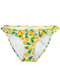 ACCESSOR1ZE YELLOW Tropical Pineapple Print Frill Bikini Bottoms - Size 6 to 18