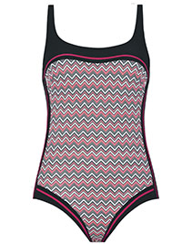 BLACK Chevron Print Cross Back Swimsuit - Size 10