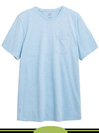 LIGHT-BLUE Mens Pure Cotton Textured T-Shirt - Size S to 3XL