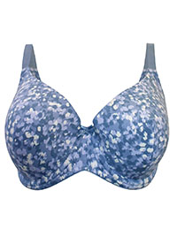 GREY-BLUE Printed Full Cup T-Shirt Bra - Size 38 (C cup)