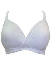 WHITE Cotton Rich Plunge Bra - Size 38 to 42 (D-DD-E)