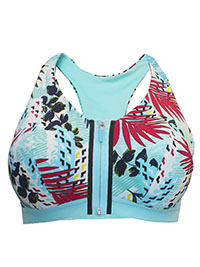SOFT-TURQUOISE Ultimate Support Zip Front Sports Bra - Size 32 to 42 (A-H)