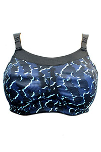 NAVY-TURQUOISE Printed Underwired Sports Bra - Size 32 to 40 (B-G-GG)