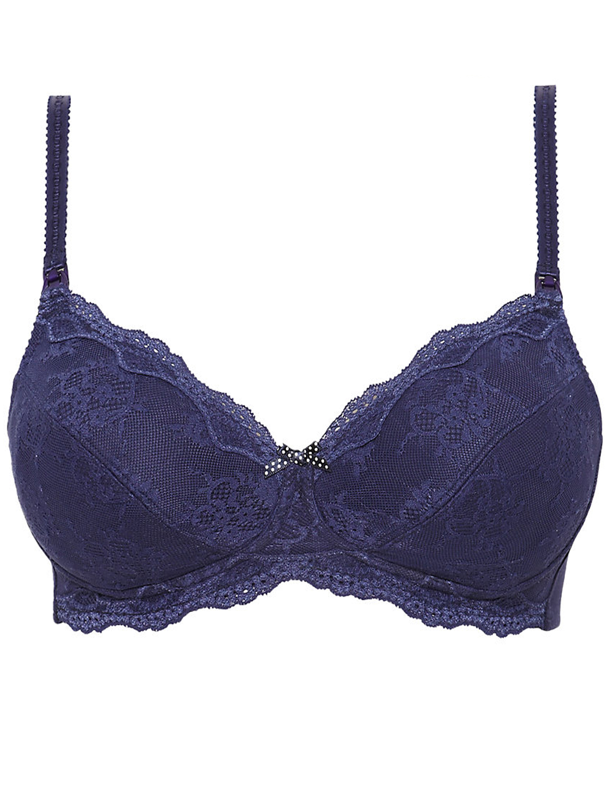Marks and Spencer - - M&5 Navy Maternity Cotton Rich Lace Maternity Bra ...