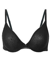 BLACK Body Lace Non-Padded Plunge Bra - Size 36 to 40 (C-DD-E)