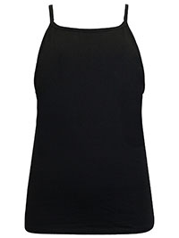 BLACK Cotton Rich Fitted Sleeveless Cami Top - Size 8 to 24