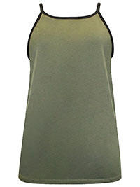 KHAKI Cotton Rich Fitted Sleeveless Cami Top - Plus Size 12 to 20