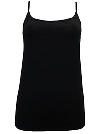 BLACK Cotton Rich Slim Fit Cami Top - Size 6 to 20