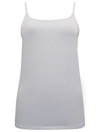 WHITE Cotton Rich Slim Fit Cami Top - Size 6 to 22