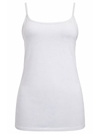 WHITE Cotton Rich Slim Fit Cami Top - Size 6 to 18