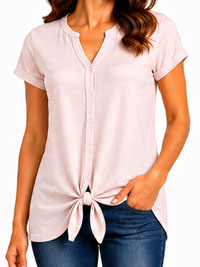 MELBA-BLUSH Modal Blend Button Through Tie Front Top - Size 6 to 20