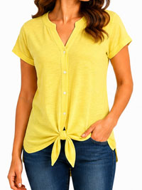 SUN-GOLD Modal Blend Button Through Tie Front Top - Size 6 to 20