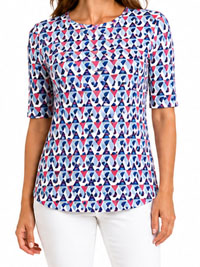 PINK Geo Print Half Sleeve Top - Size 6 to 18