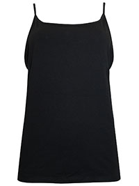 BLACK Cotton Rich Fitted Cami Top - Size 6 to 24