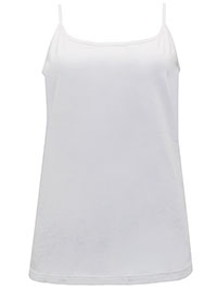WHITE Cotton Rich Fitted Cami Top - Size 8 to 22