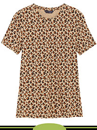 BROWN Cotton Rich Animal Print Fitted T-Shirt - Size 6 to 24