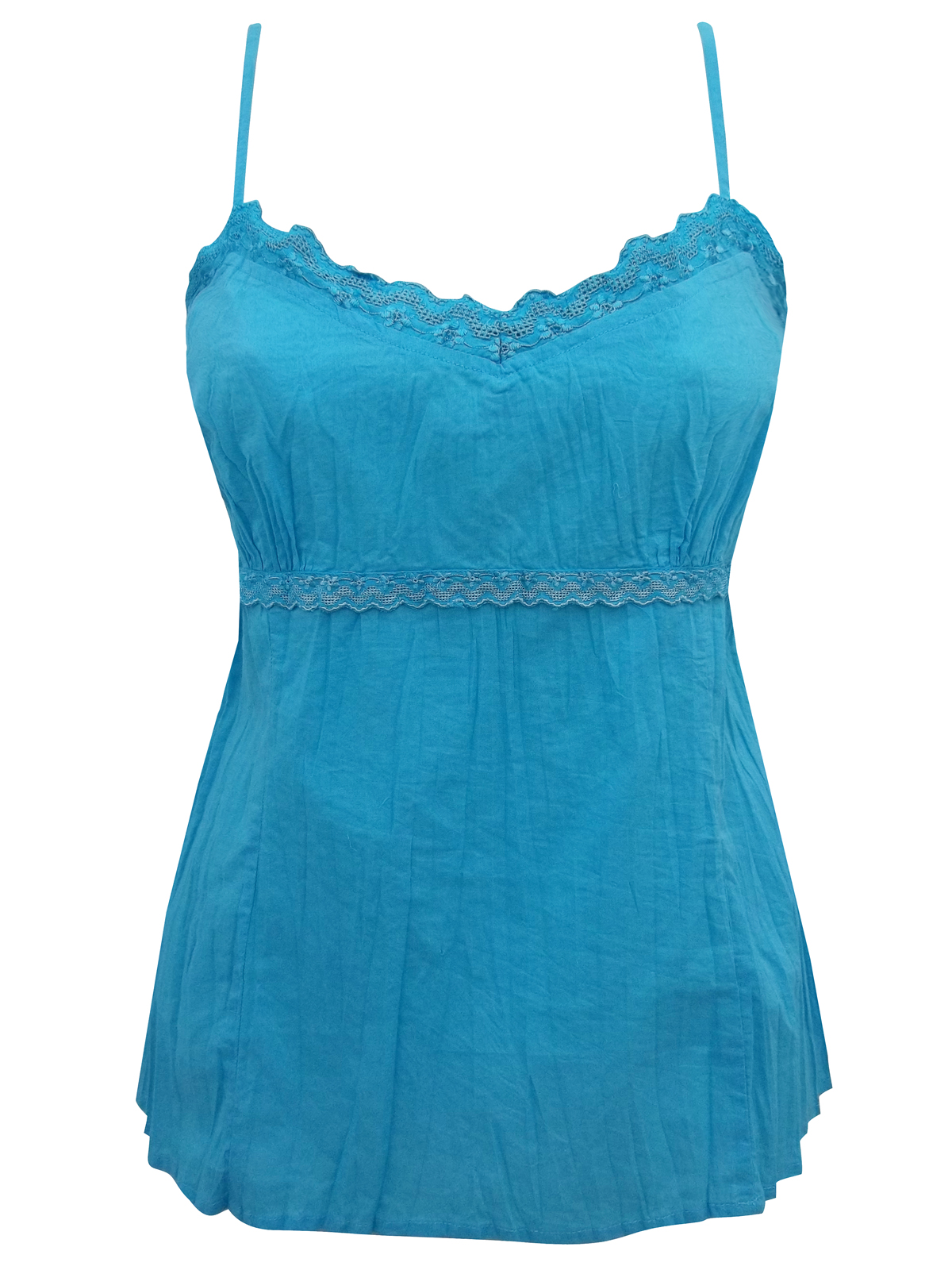 Marks and Spencer - - M&5 Turquoise Crinkle Cotton Lace Trimmed ...