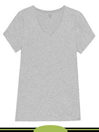 GREY Cotton Rich Short Sleeve V-Neck Fitted Top - Size 6 to 10