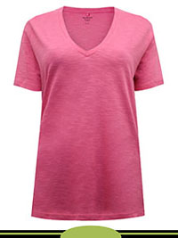 PINK Cotton Rich Straight Fit Slub T-Shirt - Size 6 to 16