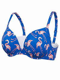 NAVY Flamingo Print Plunge Bikini Top - Size 32 (B-F)