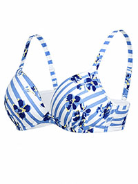 NAVY Stripe & Floral Print Plunge Bikini Top - Size 38 (DD cup)